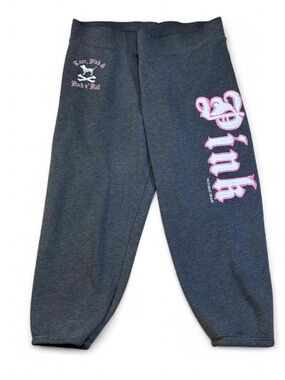 Y2K Victoria’s Secret PINK rock n roll Dark Gray Sweatpant Capris